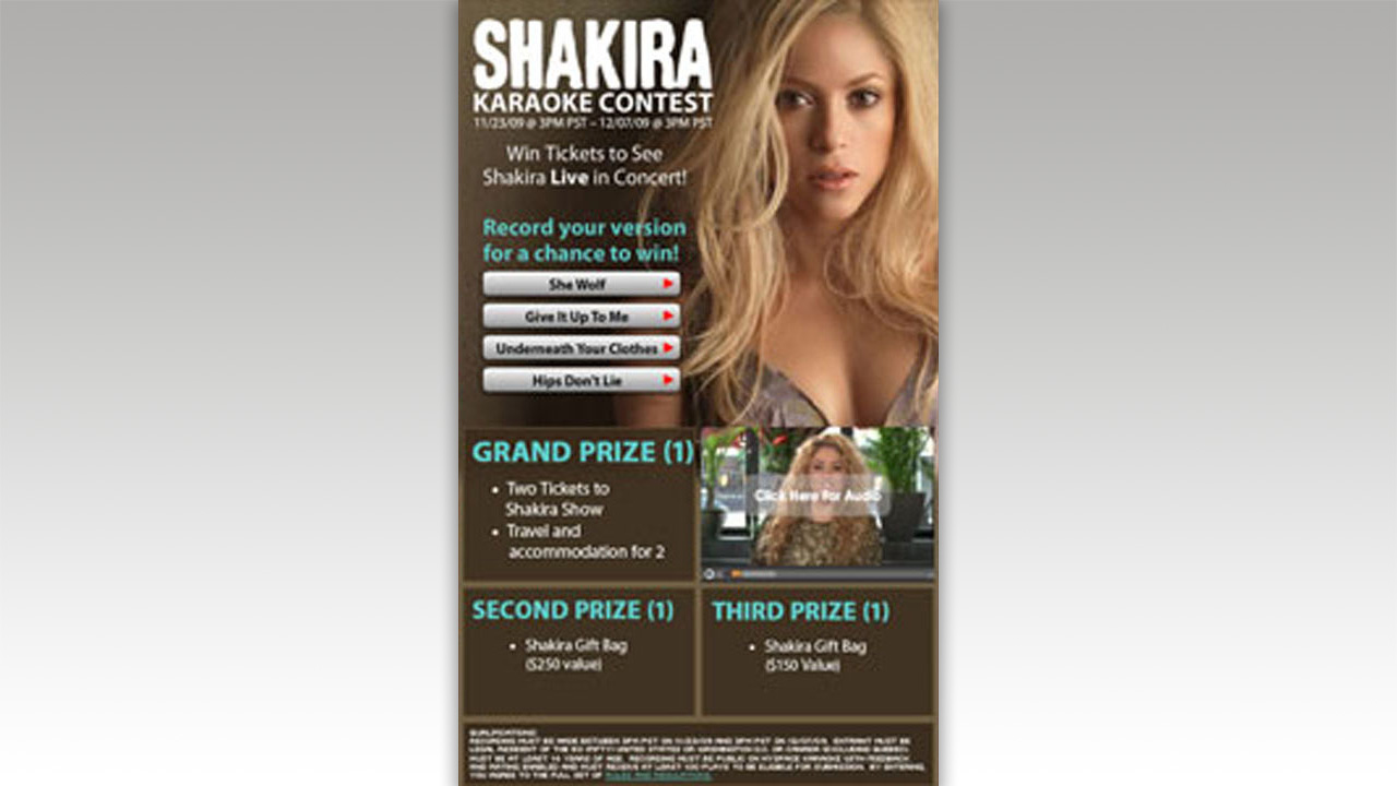 Shakira Contest Banner
