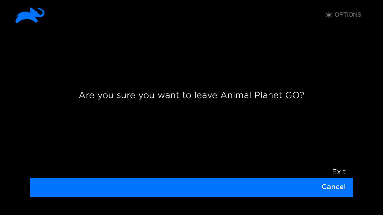 Animal Planet GO - Logout Confirm Screen