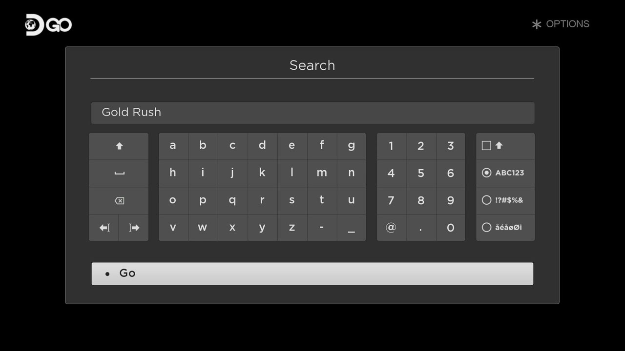 Discovery GO - Search Screen